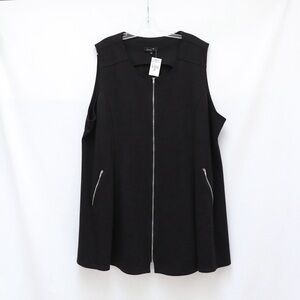 Toni T Plus Top black full zip 3X stretch tunic dress decorative zipper office